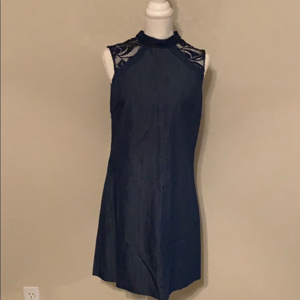 Gorgeous lace chambray dress.